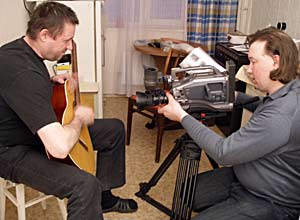 Сергей Махан на съемках фильма «Гитара и Домра»